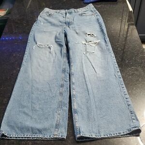 Divided Light Blue Distressed Flare Jeans